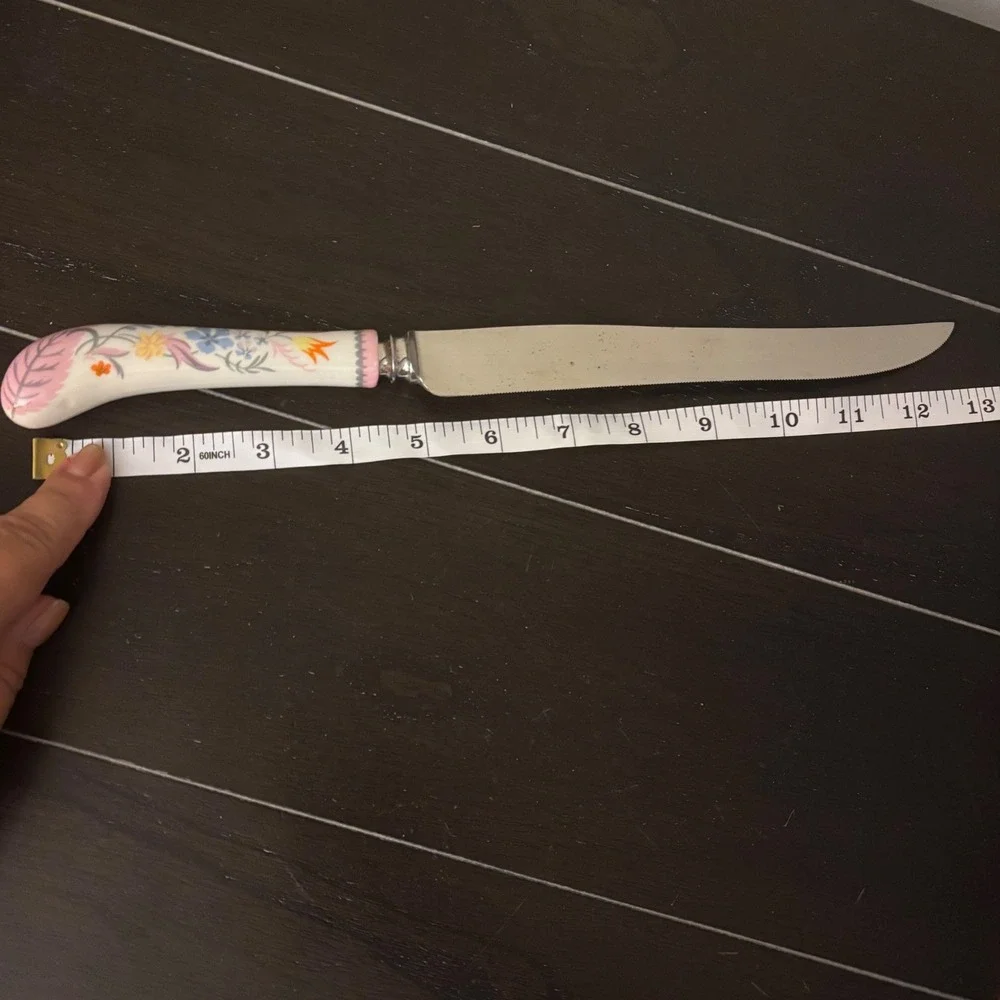 Vintage House of Prill Sheffield Knife-Porcelain, England Handle, Floral Design
